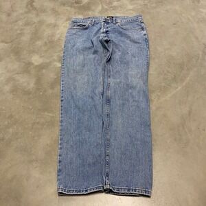 Lee Jeans Mens 34x32 Straight Leg Light Wash Denim Pants Cotton